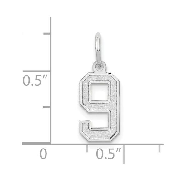 14k White Gold, Jersey Collection, Small Number 9 Pendant - Picture 4 of 5